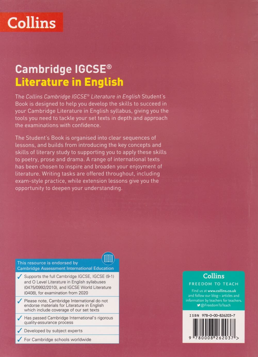Collins Cambridge IGCSE Literature in English Student's